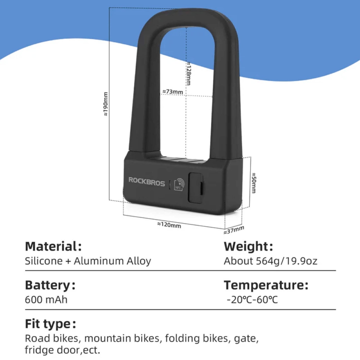 Bicycle Smart Lock NFC Aluminum Alloy U-Lock
