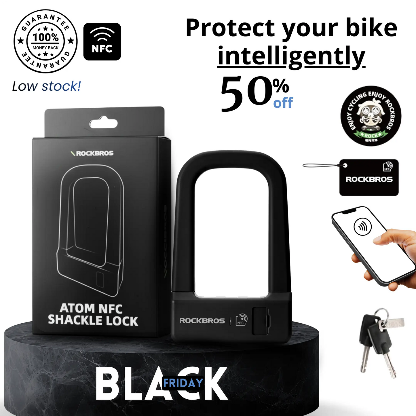 Bicycle Smart Lock NFC Aluminum Alloy U-Lock